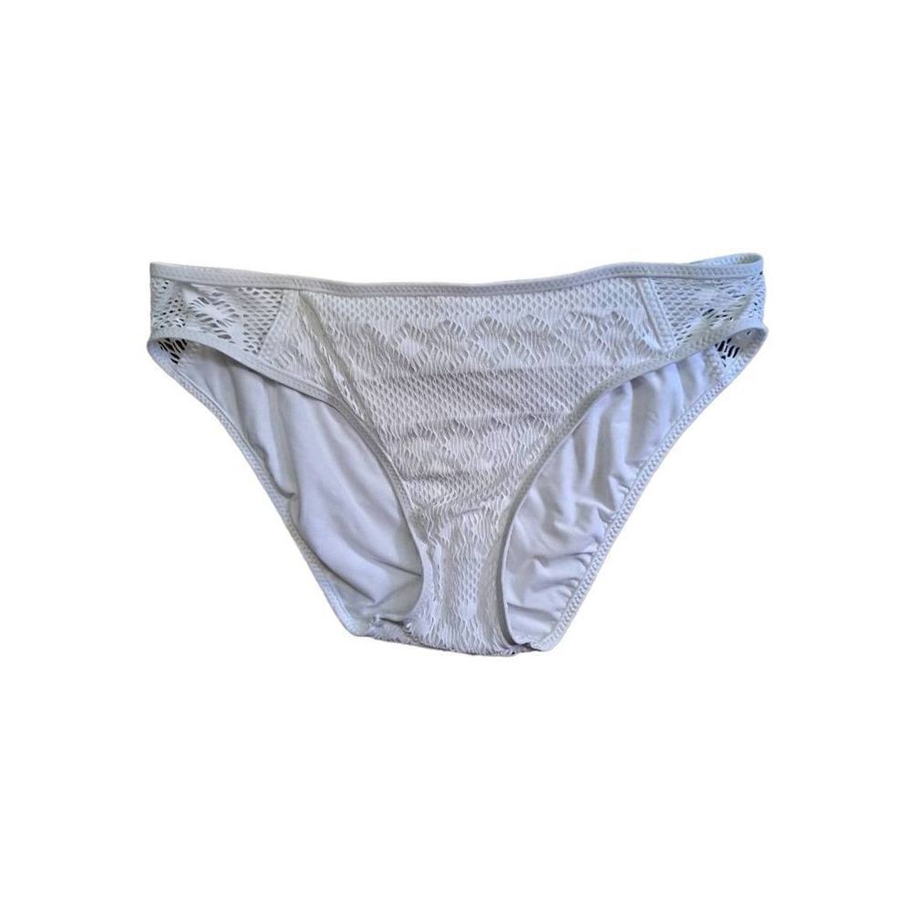Becca by Rebecca Virtue Kennedy Crochet Tab Side Hipster Bikini Bottom White Med